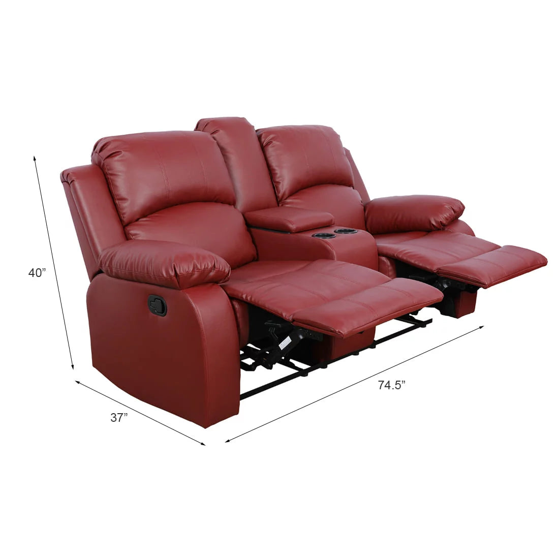 Red Leather Recliner Loveseat R869