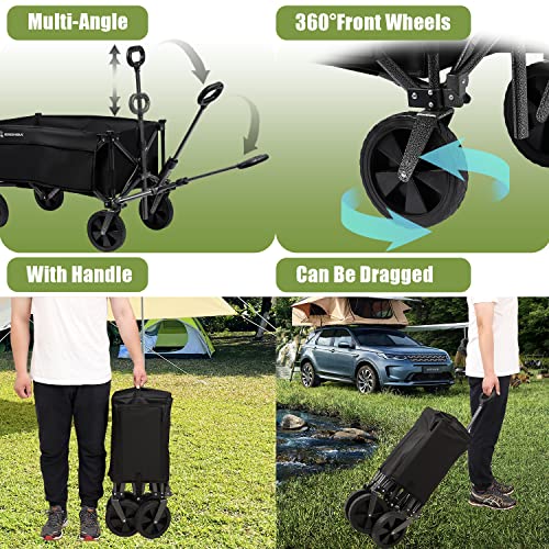 Collapsible Outdoor Utility Wagon with 300 lbs Capacity, Heavy Duty Folding Wagon U386