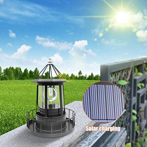 Solar Lighthouse with Rotating Beacon, Waterproof LED Hanging Lantern for Garden Patio T1060