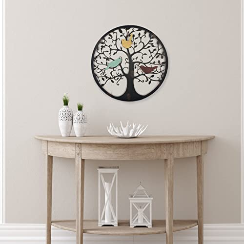Metal Wall Art Tree of Life Decor 23 Inch Black D58963