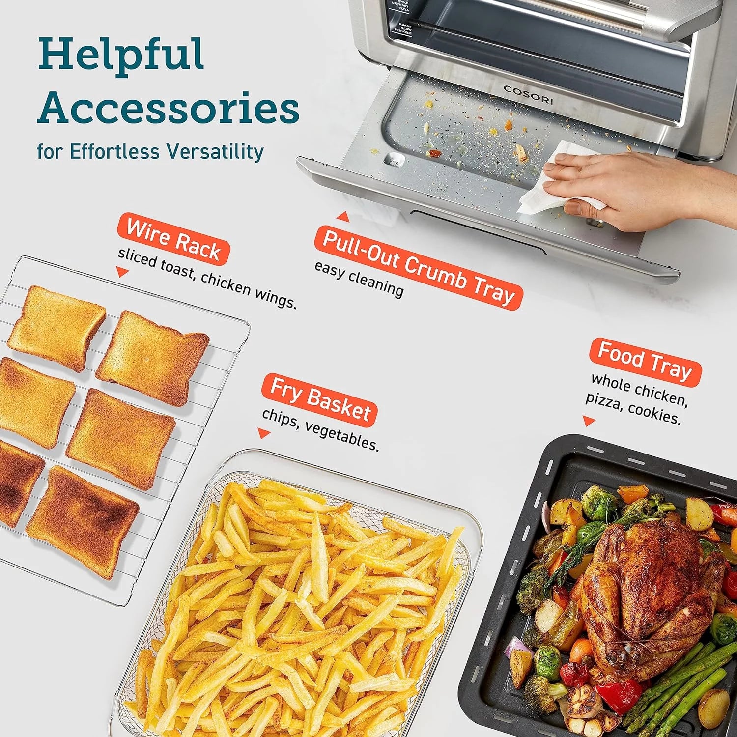 Air Fryer Toaster Oven Combo with Rotisserie and Dehydrator, 30L, Silver F21241