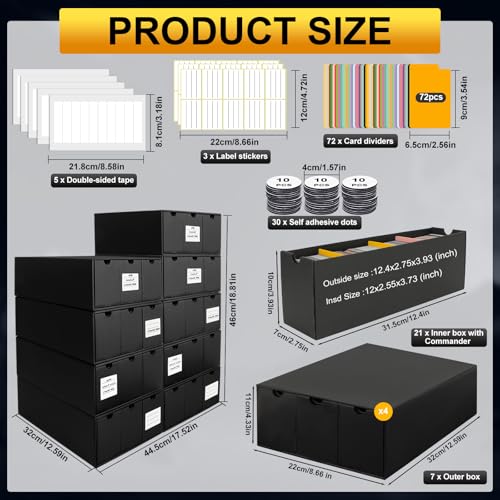 Toploader Storage Box for 3" x 4" Cards, 12 Drawer Organizer with Dividers G212877