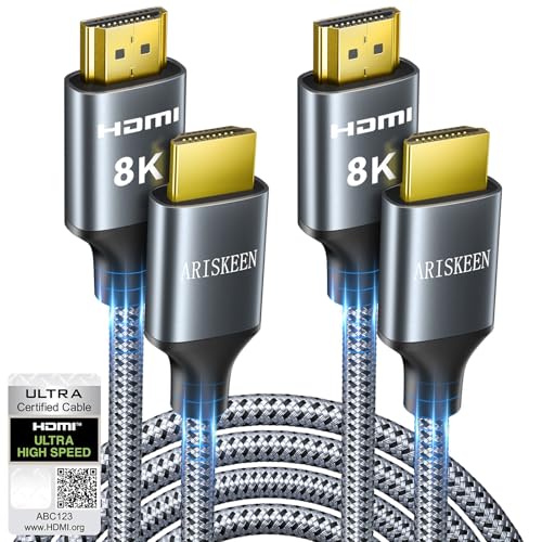 8K HDMI Cable 25FT, 48Gbps, HDMI 2.1, Braided Cord for HDTV/Monitor Y68726