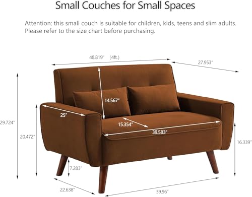Mid Century Modern Loveseat Sofa with Wood Legs Z78752
