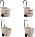 Suncast 15 Gallon Poly Multipurpose Rolling Lawn and Garden Cart, Taupe (4 Pack)