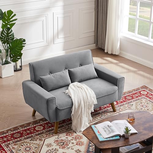 Mid Century Modern Loveseat Sofa with Wood Legs Z78752