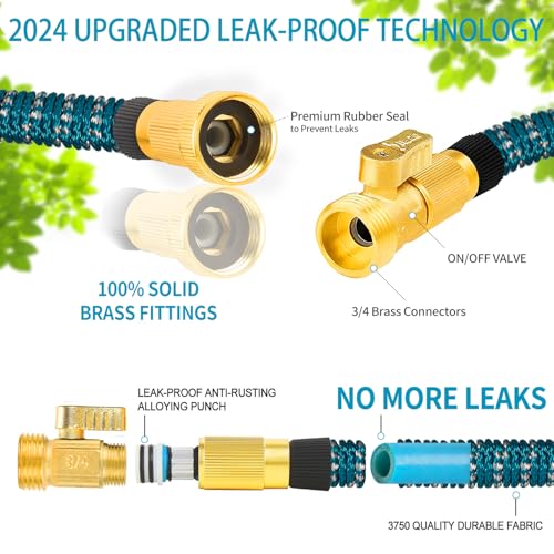 Expandable Garden Hose with Brass Fittings and Spray Nozzle Q192