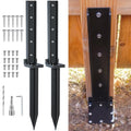 4-Pack Fence Post Repair Kit Heavy Duty 32in Fence Post Anchor Thickened 13 Stainless Steel Screw-Connected Sturdy Fence Mender for Repairing Tilted and Broken Wooden Fence Post, Black