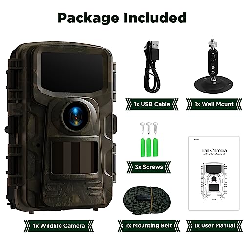 Trail Camera, 2K 36MP Wildlife Camera with Night Vision and Motion Sensor V275