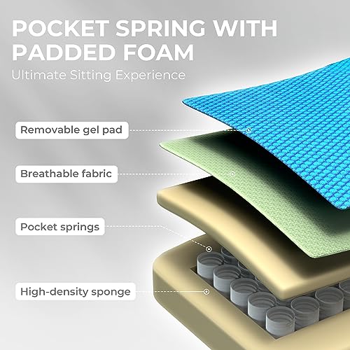 Gaming Chair with Breathable Fabric, Pocket Spring Cushion and Footrest H620