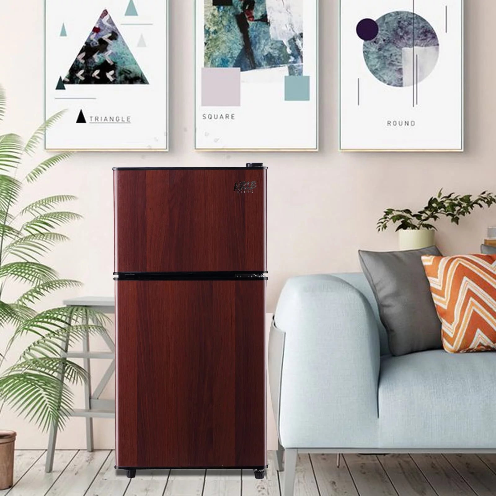 3.2 Cu ft Two Door Mini Fridge with Freezer, Retro Compact Refrigerator D808