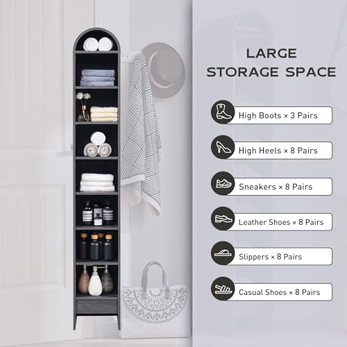 Arched Bookshelf, 7-Tier Bookcase with Adjustable Shelves A456