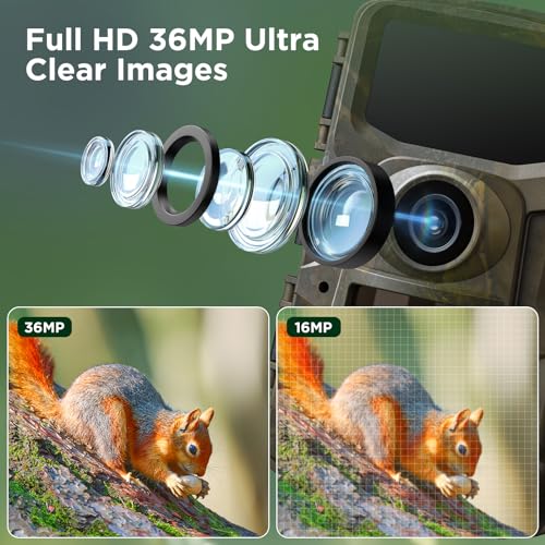 Trail Camera, 2K 36MP Wildlife Camera with Night Vision and Motion Sensor V275