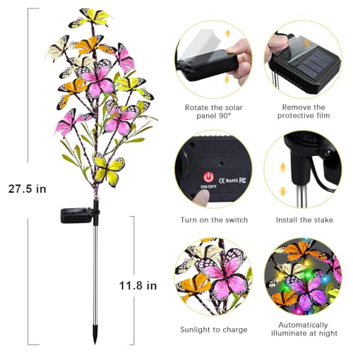 Solar Butterfly Tree Lights Outdoor, 2 Pack for Garden Yard Patio E1526