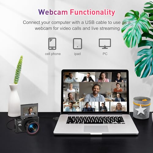 4K Digital Camera for Photography, WiFi Autofocus 64MP Vlogging Camera with Flip Screen A727