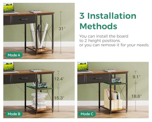 Small Computer Desk with Drawers & Power Outlet for Bedroom, Home Office M131