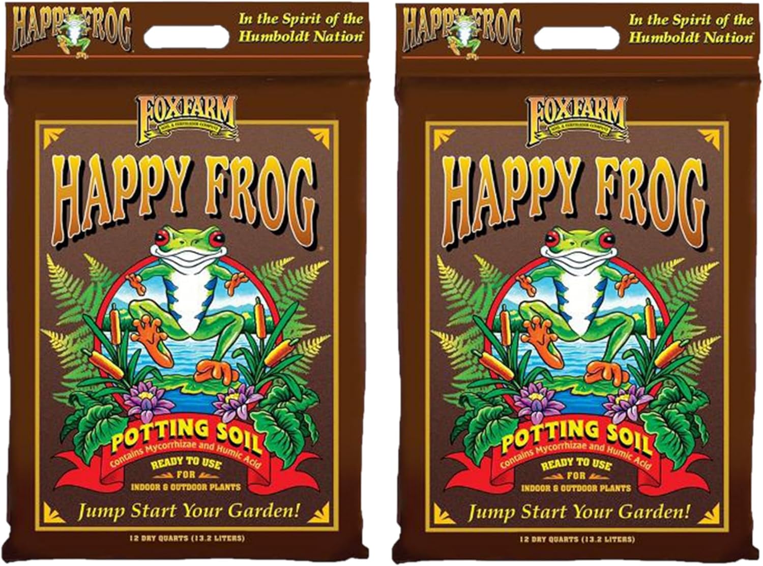FoxFarm Happy Frog Potting Soil, 12qt (Pack of 2) – for Indoor/Outdoor Container Plants, Improves Root Efficiency, pH Adjusted for Optimal Nutrient Uptake – Contains Microbes and Humic Acids