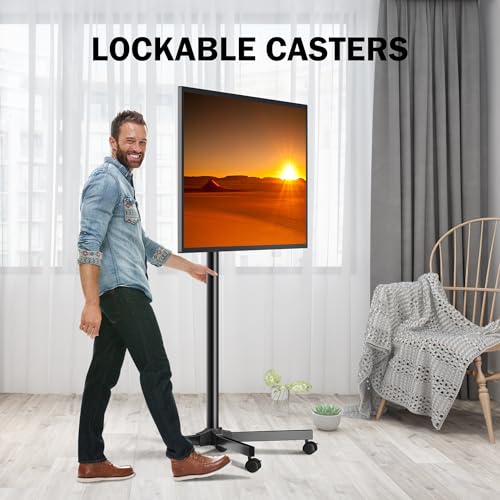 Rolling TV Stand for 13-50" Flat and Curved TVs, Height Adjustable, 30° Tilt C5936