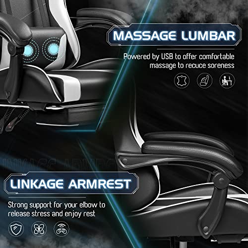 Gaming Chair with Footrest and Massage Lumbar Support J131131