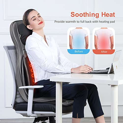 Shiatsu Neck Back Massager with Heat, 3D Kneading Massage Chair Pad, Adjustable Neck Massage, Seat Massager for Full Body Relaxation, Dark Gray D921543