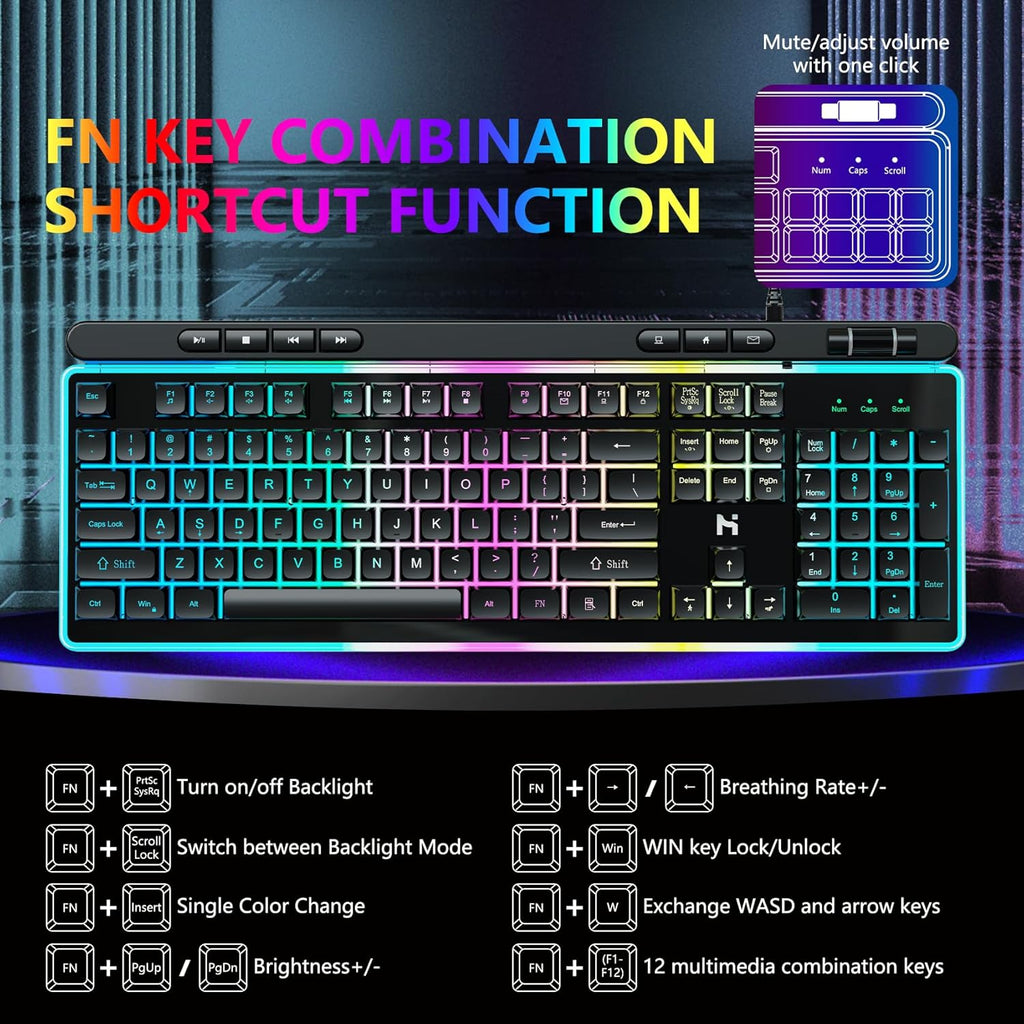 Gaming Keyboard and Mouse Combo, RGB Backlit, Anti Ghosting, Wired Q189