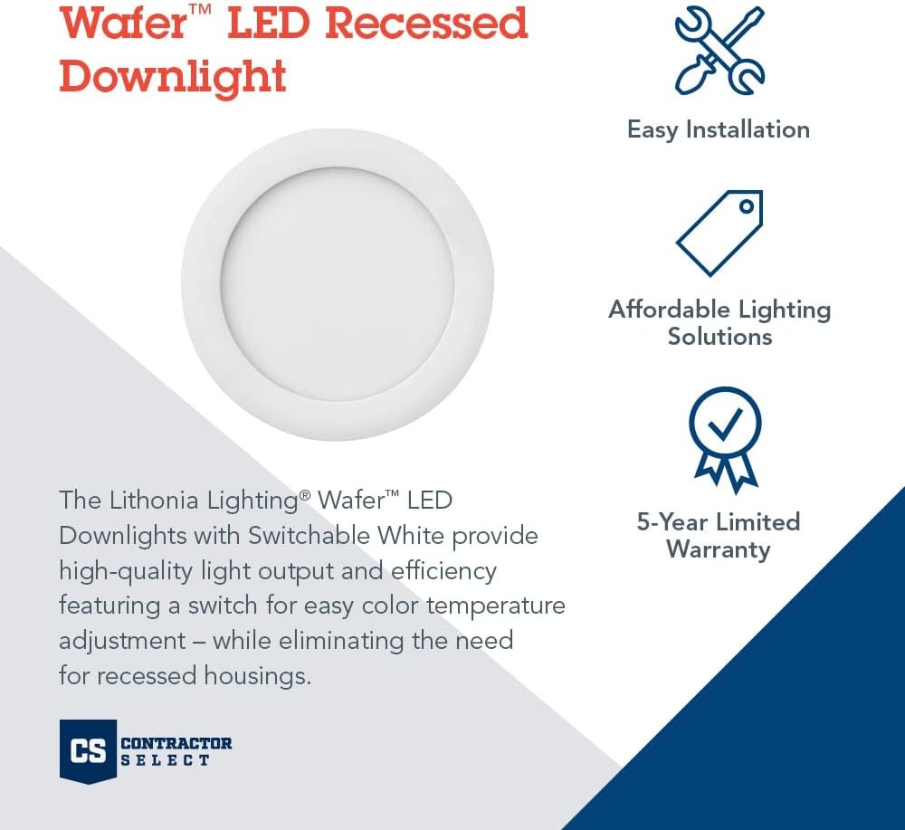 Recessed Wafer Downlight, Ultra Thin Round Trim, Switchable Color Temperature I94489