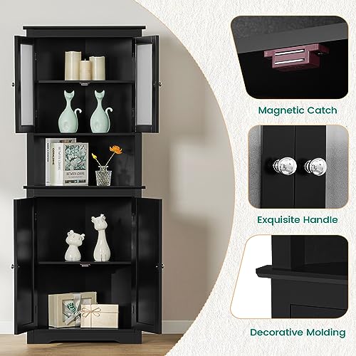 67" Tall Bathroom Cabinet with 2 Doors and 1 Drawer, Adjustable Shelves T930834