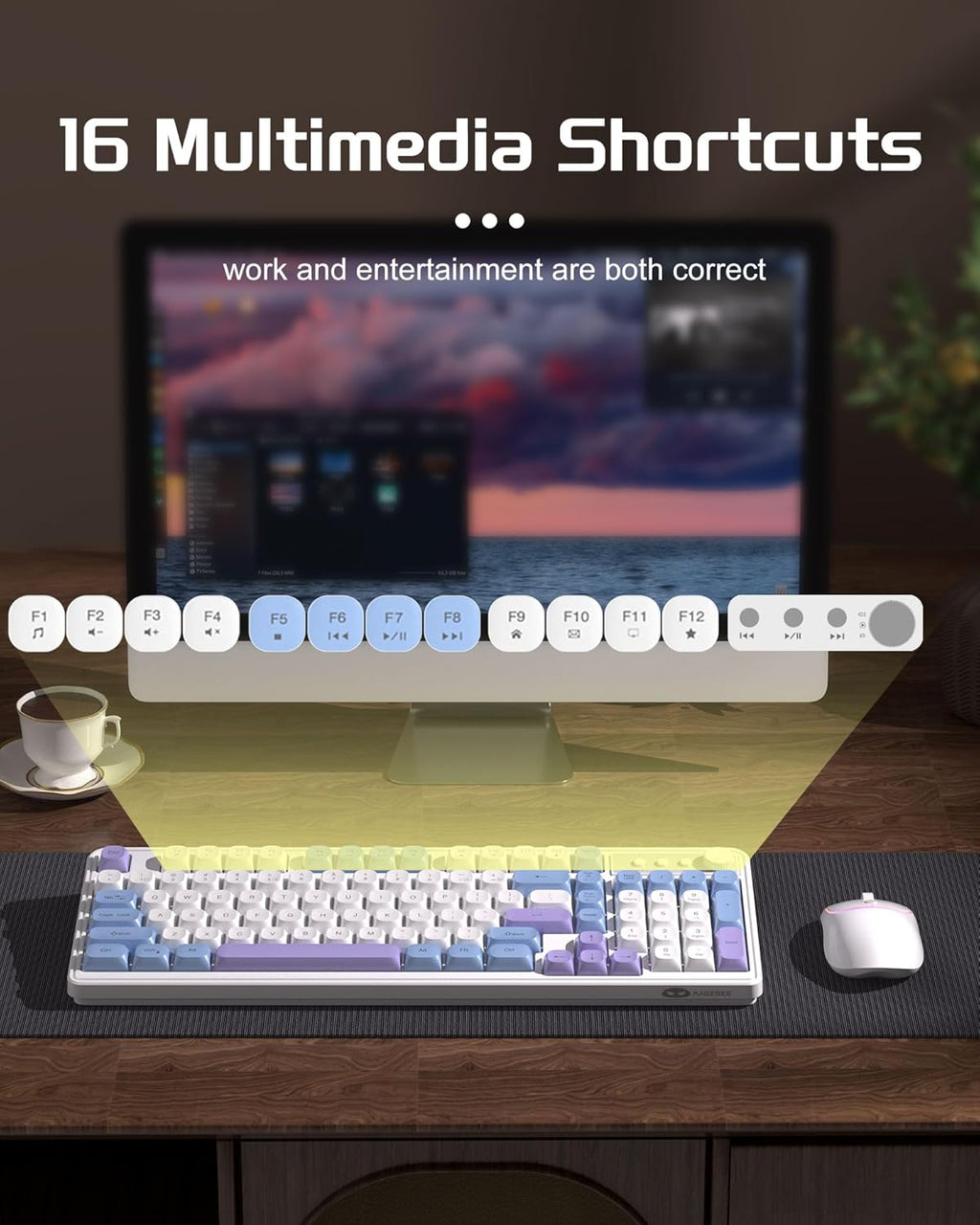 Wireless Gaming Keyboard and Mouse Combo, RGB Backlit Rechargeable, 2.4GHz Quiet for PC Gamer E2827