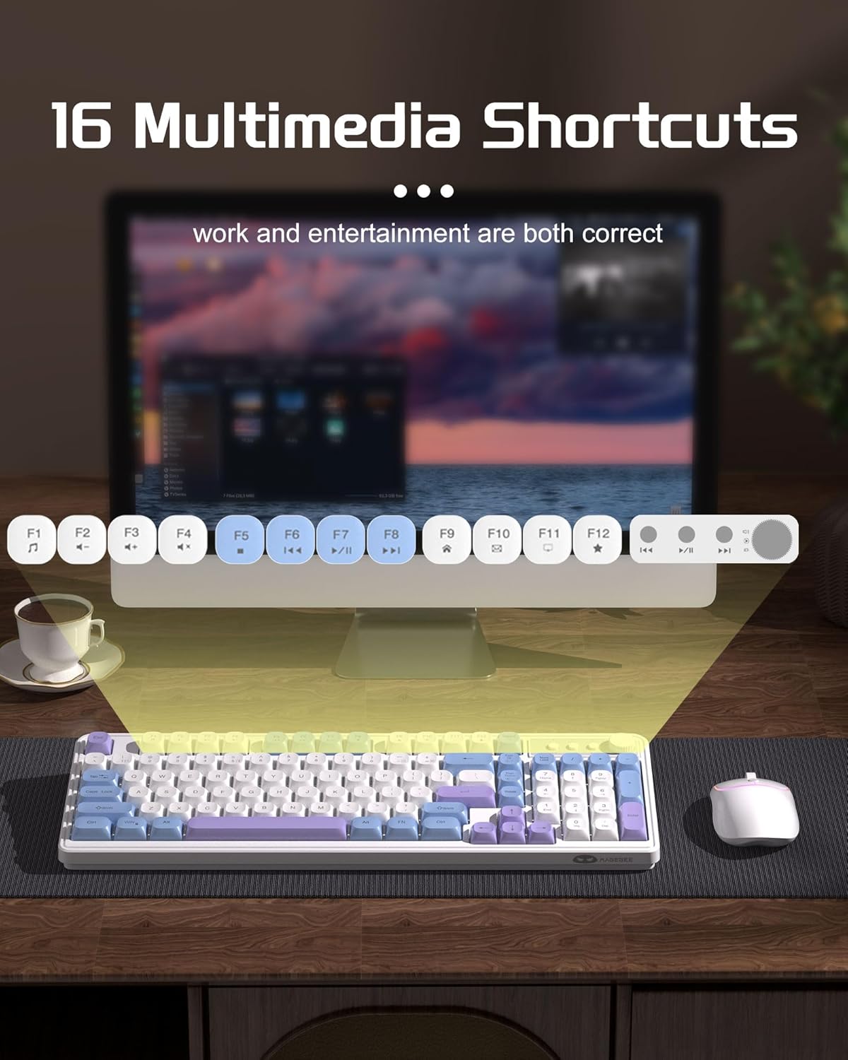 Wireless Gaming Keyboard and Mouse Combo, RGB Backlit Rechargeable, 2.4GHz Quiet for PC Gamer E2827