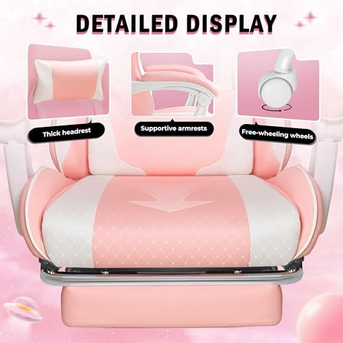 Gaming Chair with Footrest and Massage Lumbar Support J131131