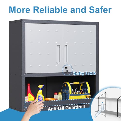 Wall Cabinet with 2 Doors, Lockable, Adjustable Shelves, Heavy Duty Steel J4545