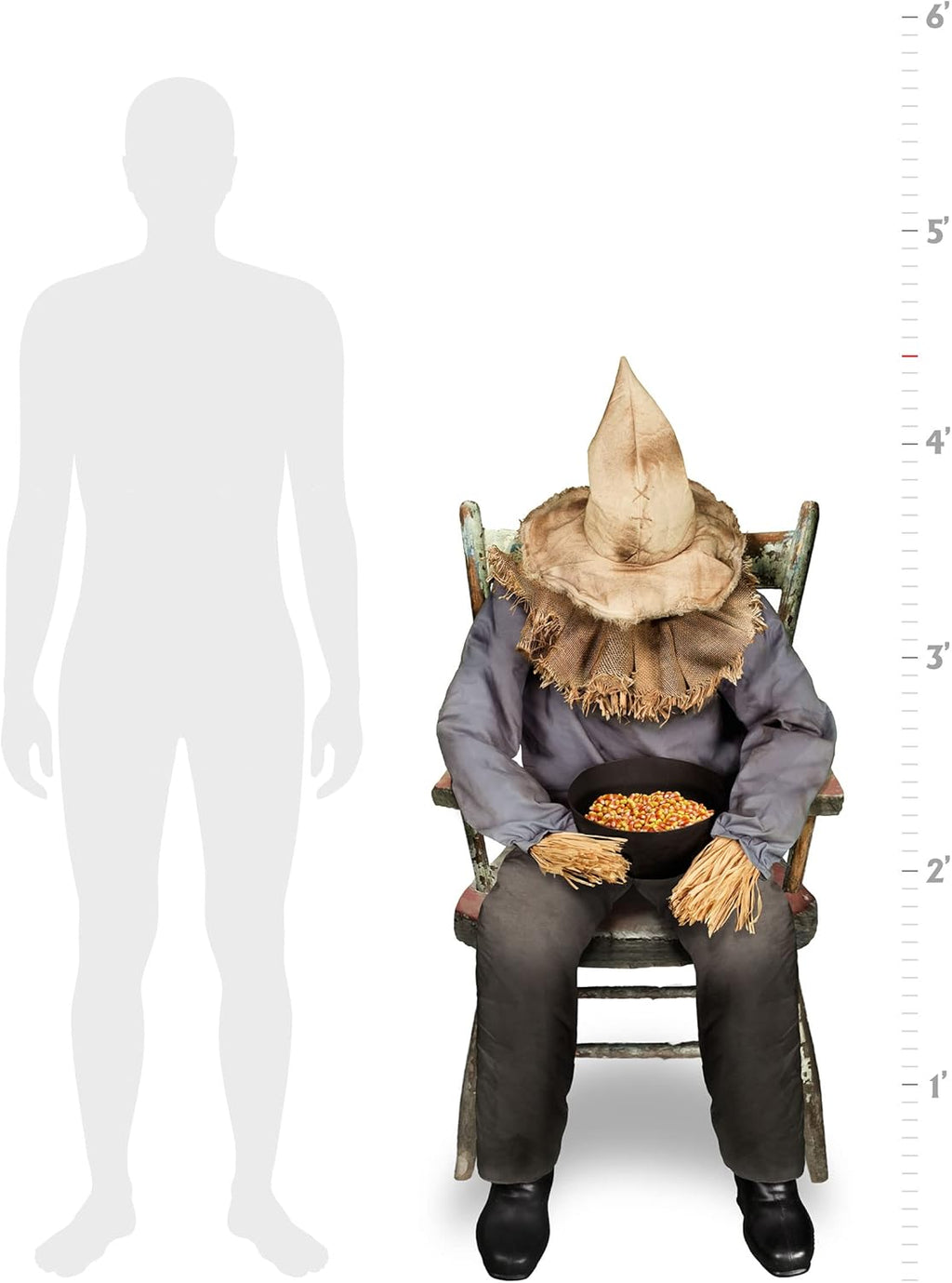 Sitting Scarecrow Animatronic Halloween Decor, 4.5 Feet, Motion and Sound Activated L587