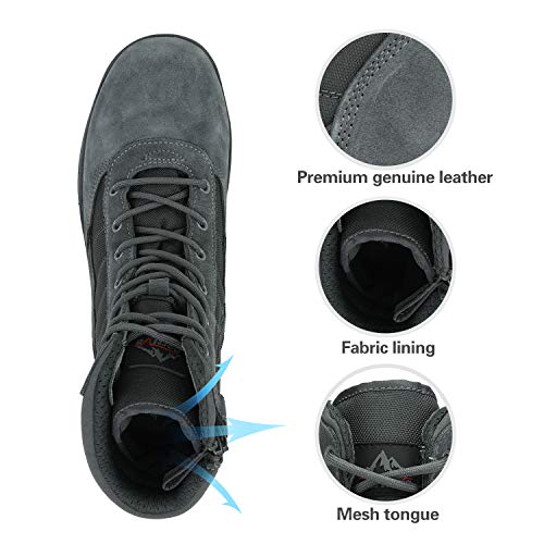 Men's Military Tactical Work Boots Side Zipper Leather Motorcycle Combat Boots N655026