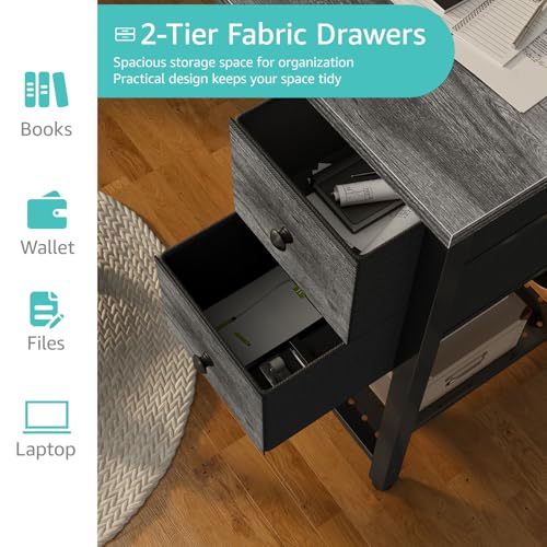 Computer Desk with Fabric Drawers, 40 Inch Reversible Gaming Desk for Small Space Home Office D876