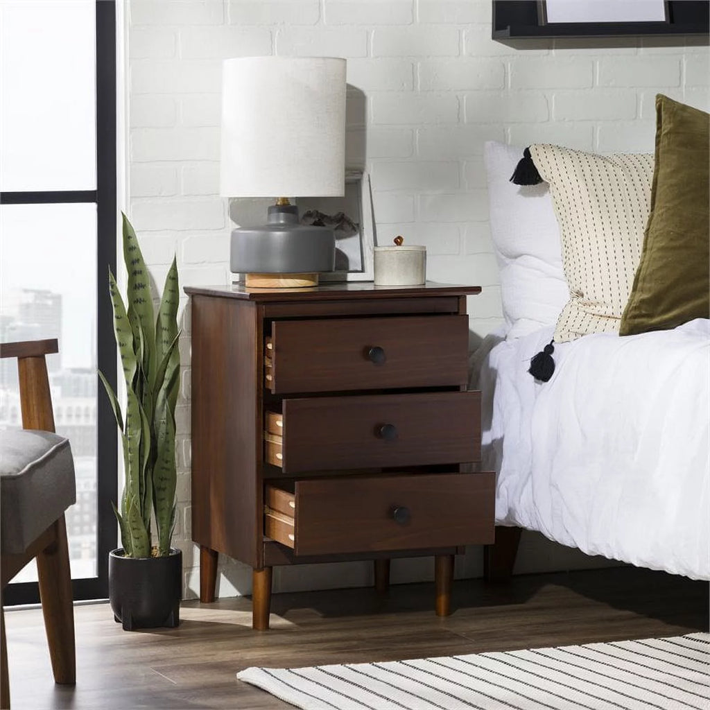 Solid Wood Nightstand with 3 Drawers D2122