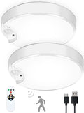 Motion Sensor Ceiling Light, 2 Pack Rechargeable Battery Powered LED Ceiling Light Indoor/Outdoor, 3-in-1 Color Temperatures, Closet Light for Bathroom Closet Stairs Porch Hallway Pantry Wall