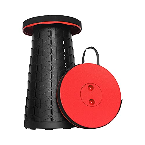 Aihoye Portable Collapsible Telescoping Stool Lightweight with Max Load 400lbs Retractable Folding Stool for Camping Fishing Hiking Travel BBQ (red)