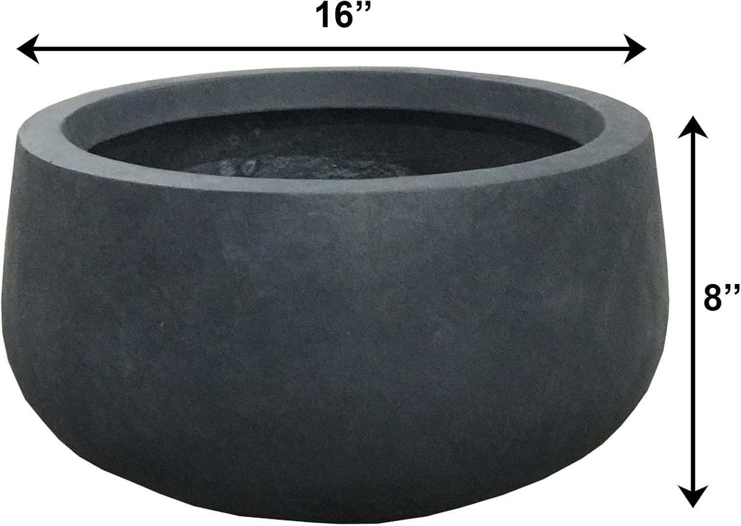 16" Round Charcoal Lightweight Bowl Planter T712