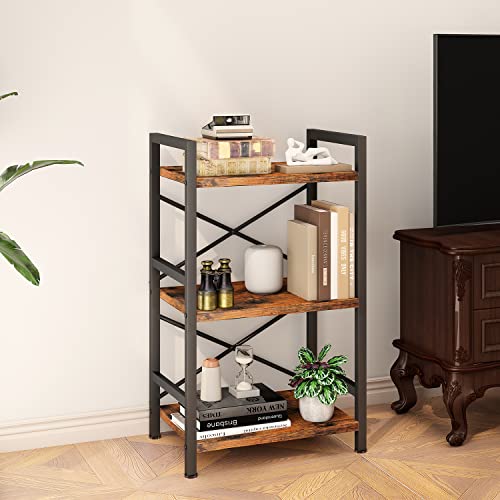 3 Tier Industrial Bookcase, Rustic Etagere Bookshelf for Living Room U5786
