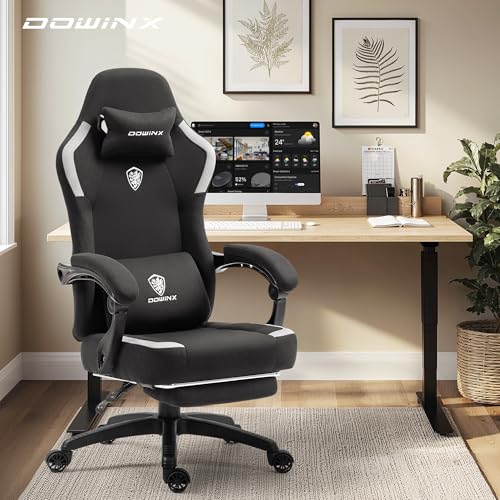 Fabric Gaming Chair with Pocket Spring Cushion and Footrest V343974
