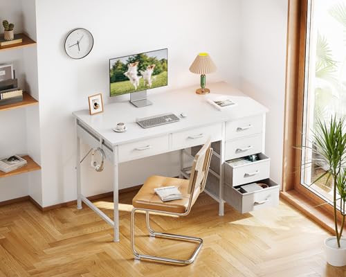 Computer Desk with 6 Drawers, 40 Inch Small Desk with Storage L2851
