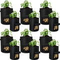 12 Pack Potato Grow Bags 10 Gallon 7 Gallon Garden Planting Bag with Flap Vegetable Grow Bags with Handles and Harvest Window Thickened Nonwoven Fabric Pots for Tomato Vegetable and Fruits (Black)