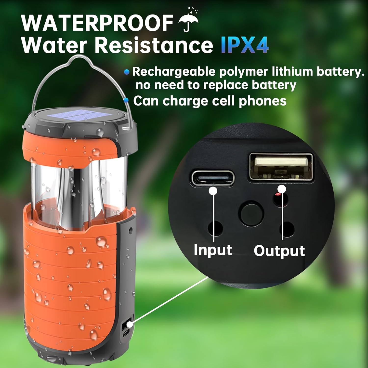 Rechargeable Camping Lantern with Solar, Hand Crank, and USB Charging K2888