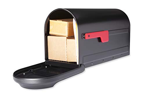 Galvanized Steel Post Mount Mailbox, Black, Large Capacity B338
