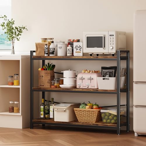 3 Tier Industrial Bookcase, Rustic Etagere Bookshelf for Living Room U5786