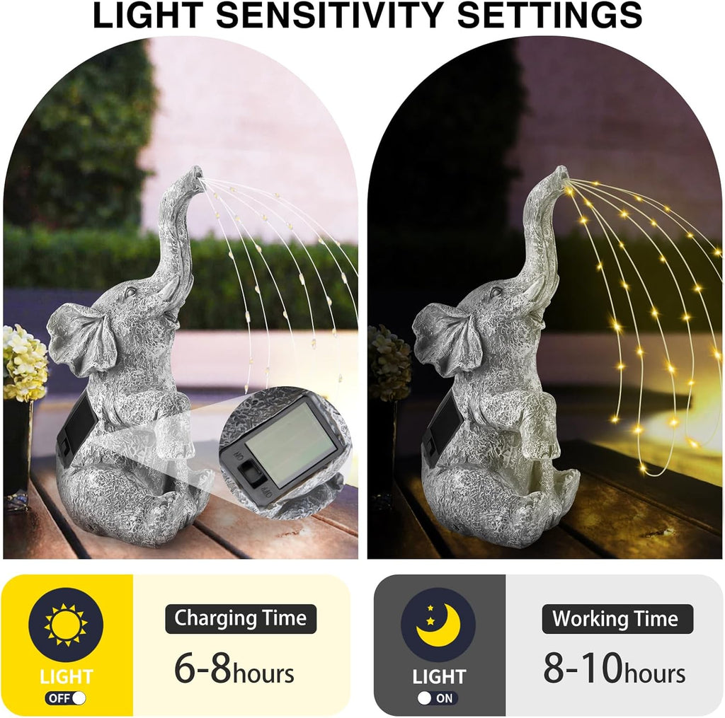 Outdoor Elephant Statue with LED Solar Lights, Garden Decor L909135