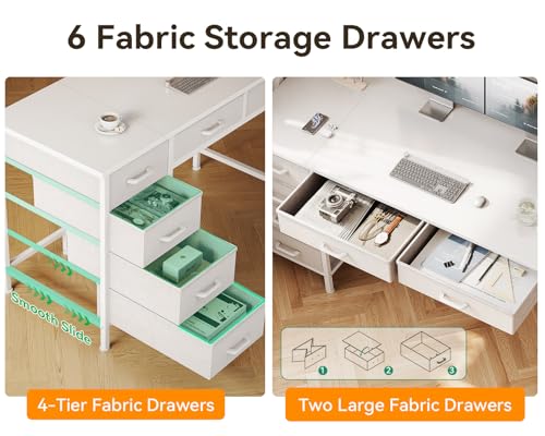 Computer Desk with 6 Drawers, 40 Inch Small Desk with Storage L2851