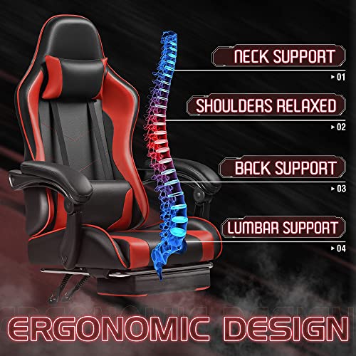 Gaming Chair with Footrest and Massage Lumbar Support J131131