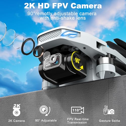 Foldable 2K HD FPV Drone with Brushless Motor for Kids and Beginners T556811