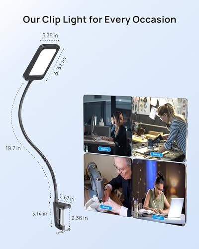 LED Desk Lamp with Clamp, Dimmable, Flexible Gooseneck V37343